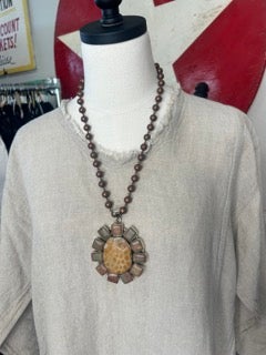 FINAL SALE Paper Lace- Long Sleeve Linen Dress (Natural)