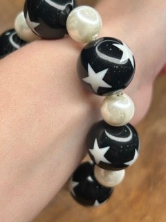 Black and White Star Stretch Bracelet