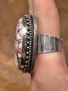 German Silver Oval Wild Horse Jasper Ring
