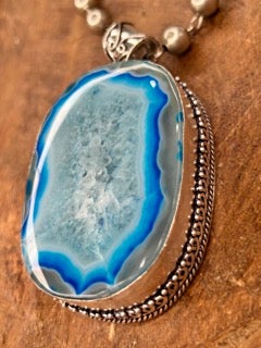 Large Blue Geode Necklace B
