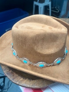 Brown Cowgirl Hat with Turquoise Band