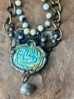 Art by Amy- Soldered Porcelain Pumpkin Necklace