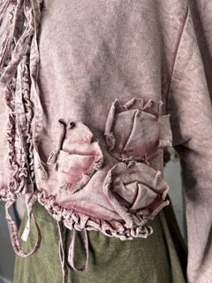 final sale Paper Lace- Short Jacket with Rushing and Flowers (Brown)
