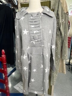 FINAL SALE Paper Lace- Long Sleeve Star Print Jacket (Grey)