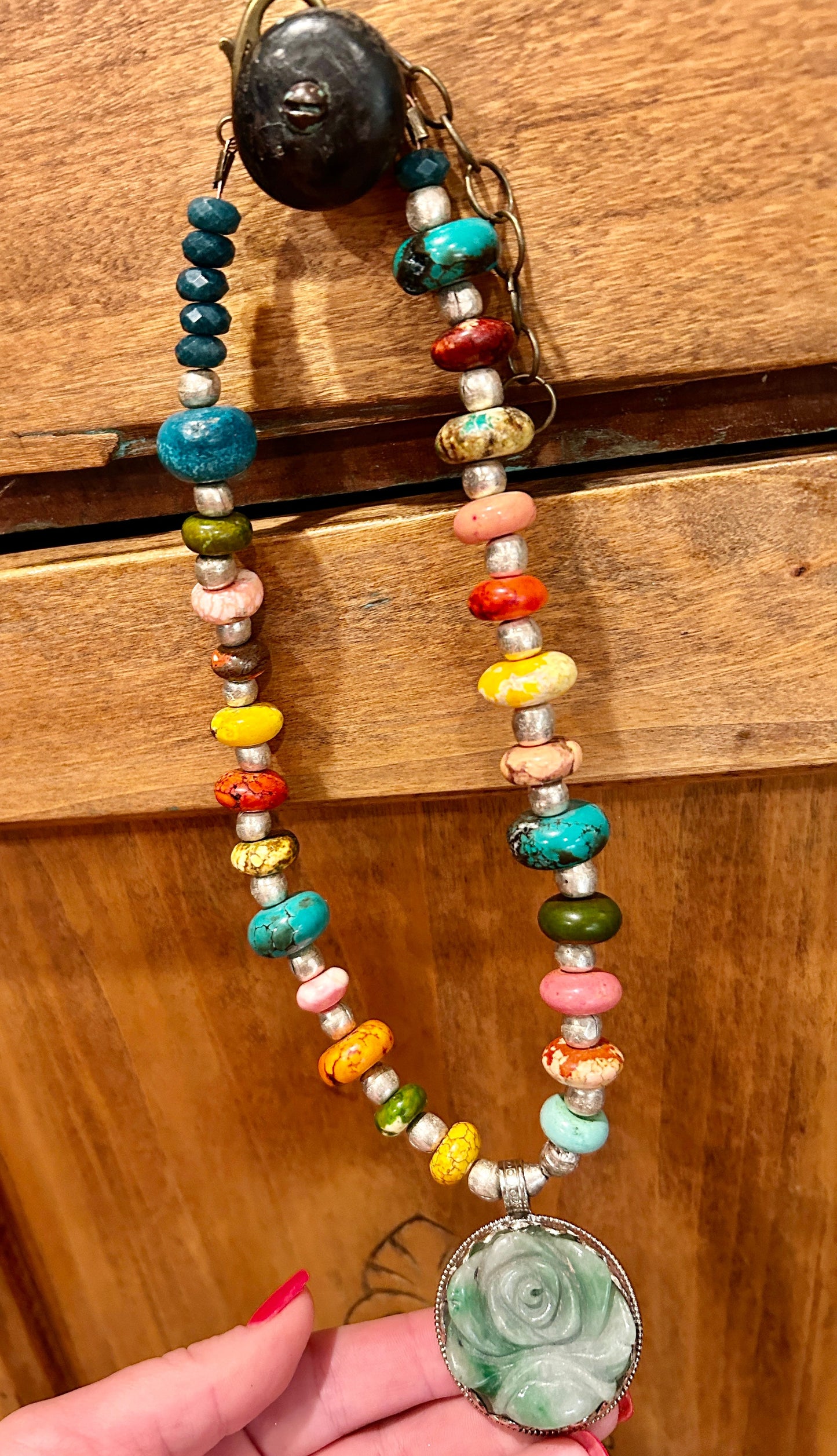 Tibetan Florite Rose and Howlite Necklace- an ERR original design