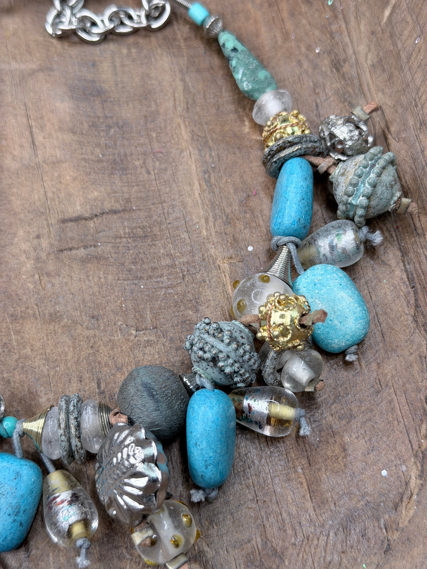 Lost & Found- Turquoise and Gold Collar Necklace