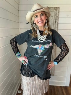 Easel- All Over Lace Tunic (Black)