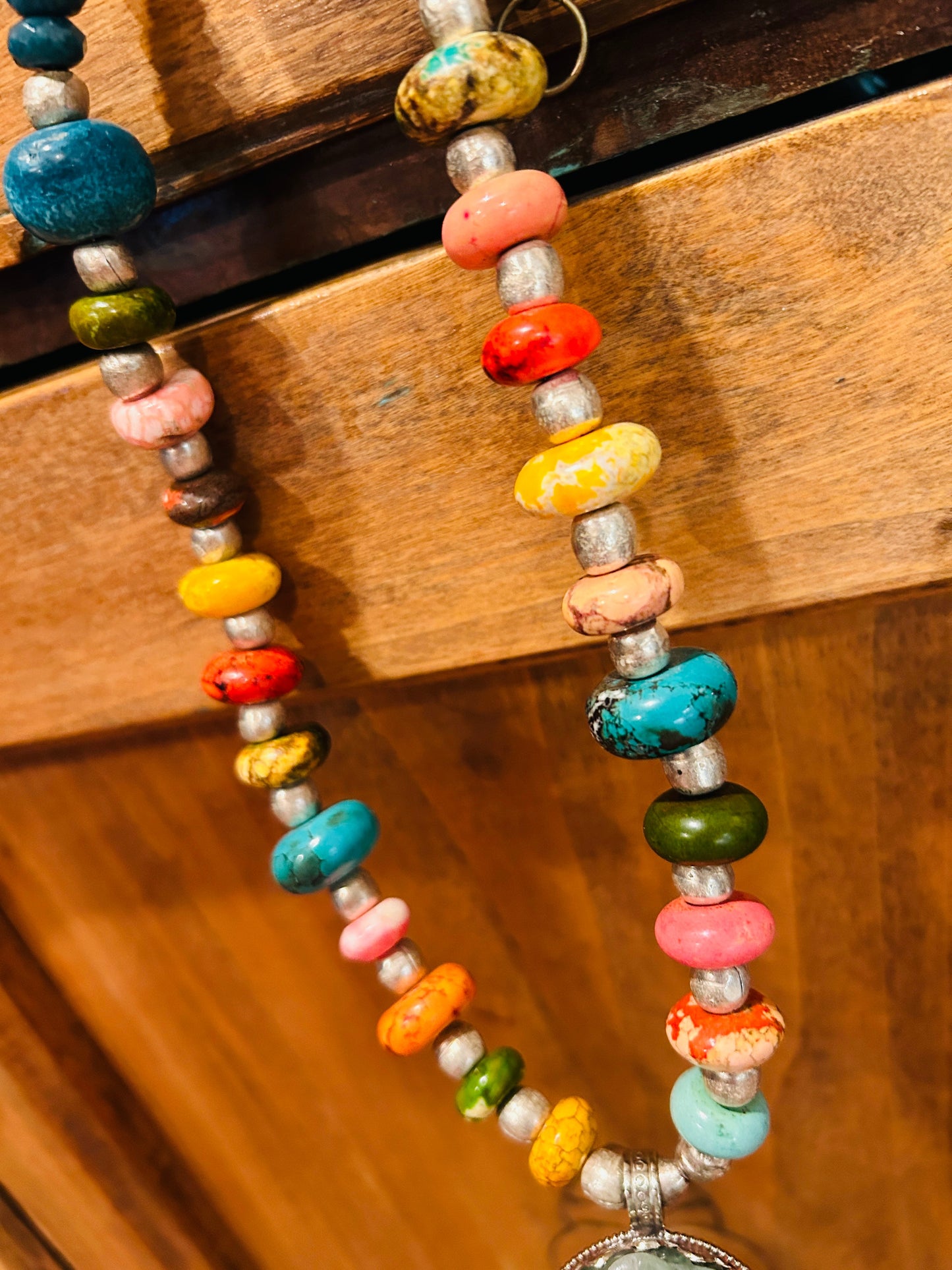 Tibetan Florite Rose and Howlite Necklace- an ERR original design