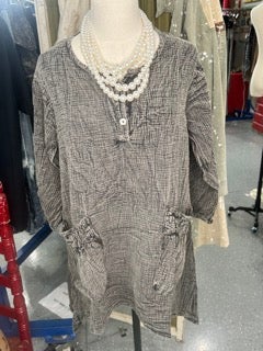 FINAL SALE Paper Lace- Vintage Washed Tunic with Button Sleeves (Stone/Earth)