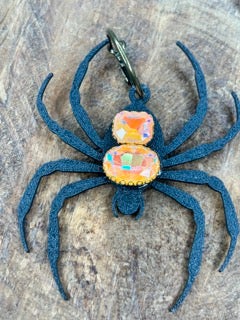 Rakel J Creations- Black and Orange Spider Earrings