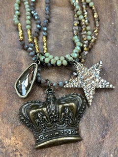 Art By Amy- Crystal Crown and Star Necklace