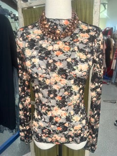 Davi & Dani- Mesh Layering Top (Black Florals)