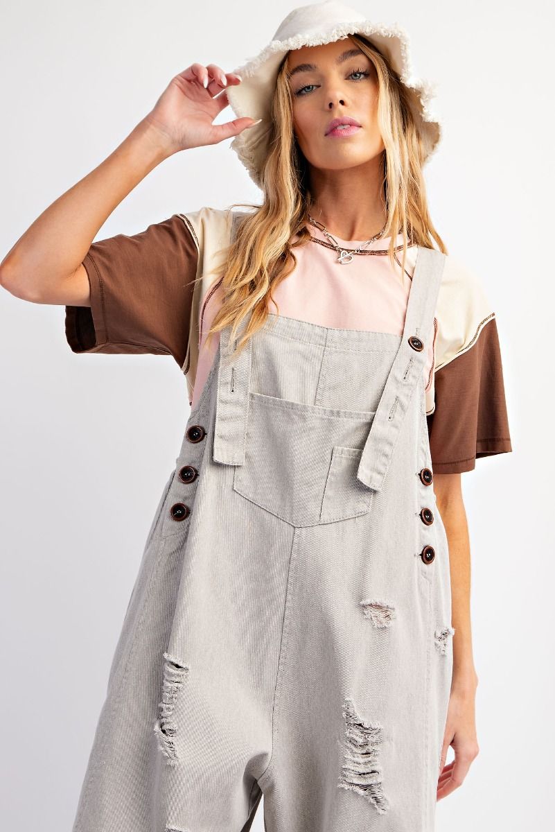 Easel- Washed Twill Overalls (Stone)