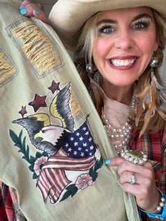 Paper Lace - Vintage Blue Jeans with US Flag