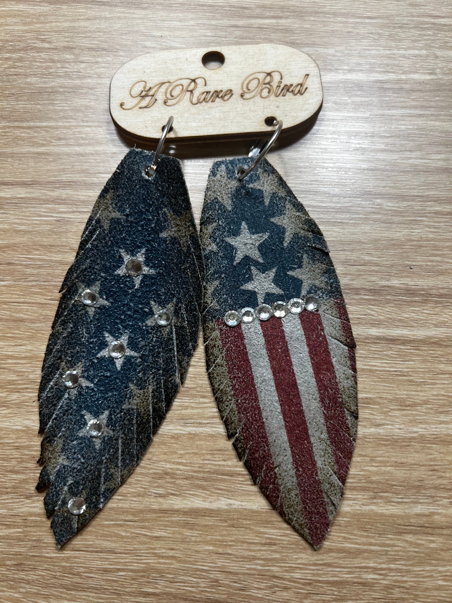 A Rare Bird- Leather Flag Earrings