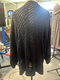 FINAL SALE Easel- Distressed Knit Sweater Cardigan (Dark Navy)