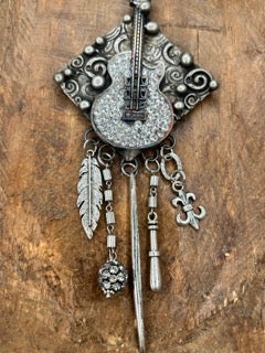 Art By Amy- Soldered Crystal Guitar Necklace