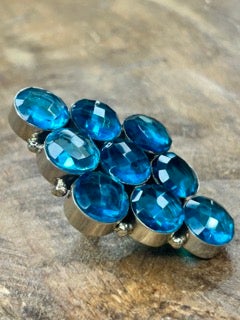 German Silver Blue Rhinestone Diamond Ring