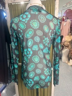 Forever in Turquoise Top (Black and Turquoise)