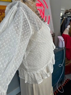 FINAL SALE! Paper Lace- Embroidered Lace Overlay (Cream)