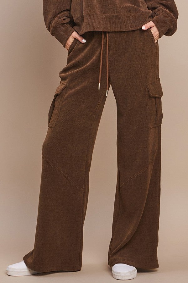 Corduroy Cargo Pants (Brown)