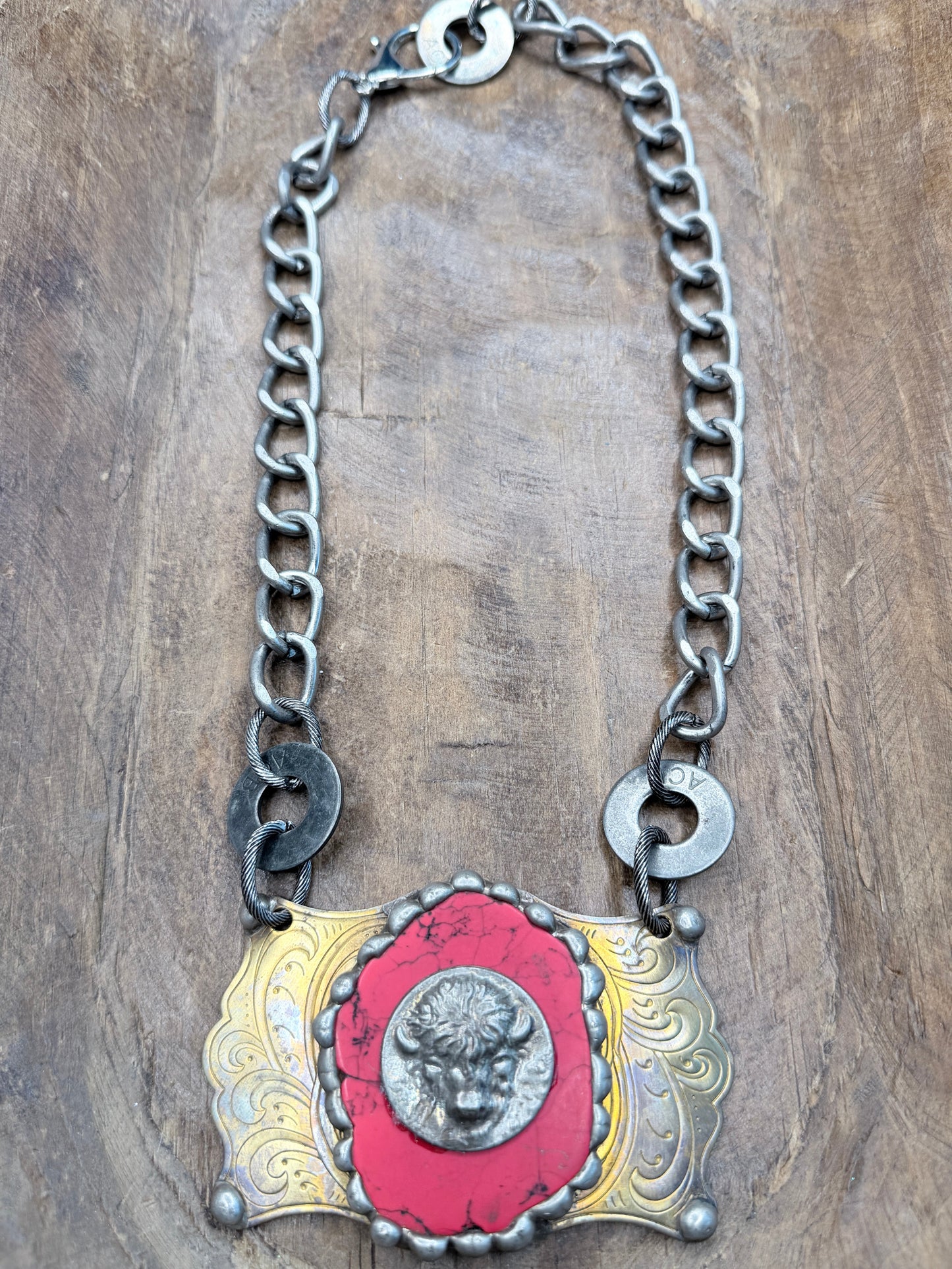 Art by Amy- Soldered Red Howlite Bull Necklace