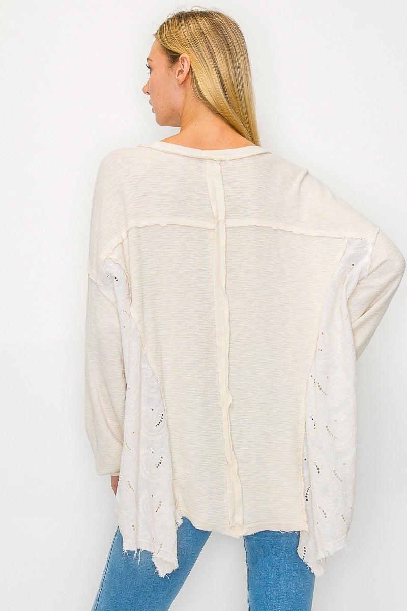 Mineral Wash Boho Paisley Fashion Top (Natural)