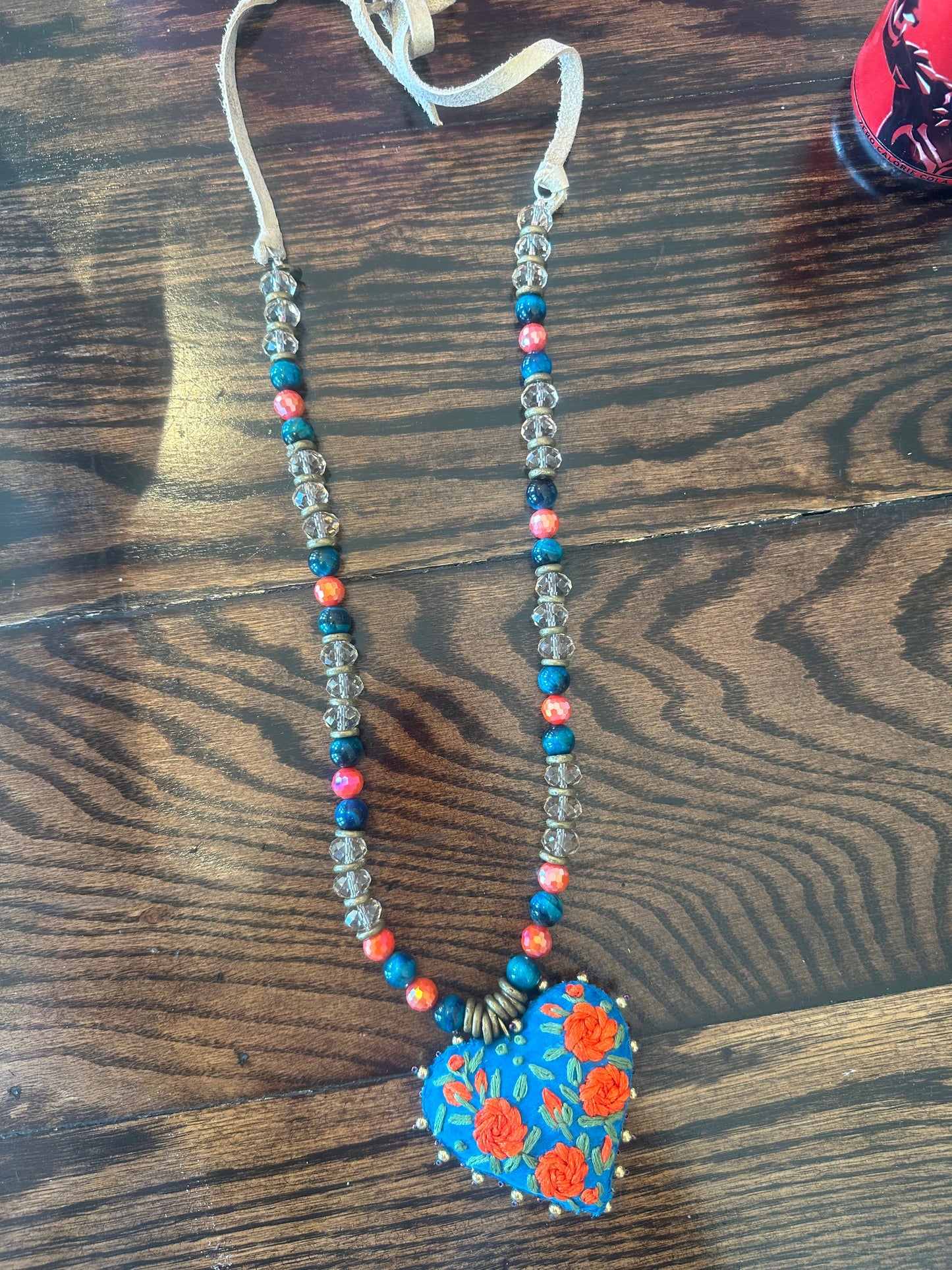 Rare Bird- Embroidered Heart Necklace