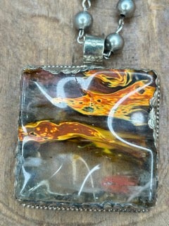 Fire and Ice Resin Necklace C