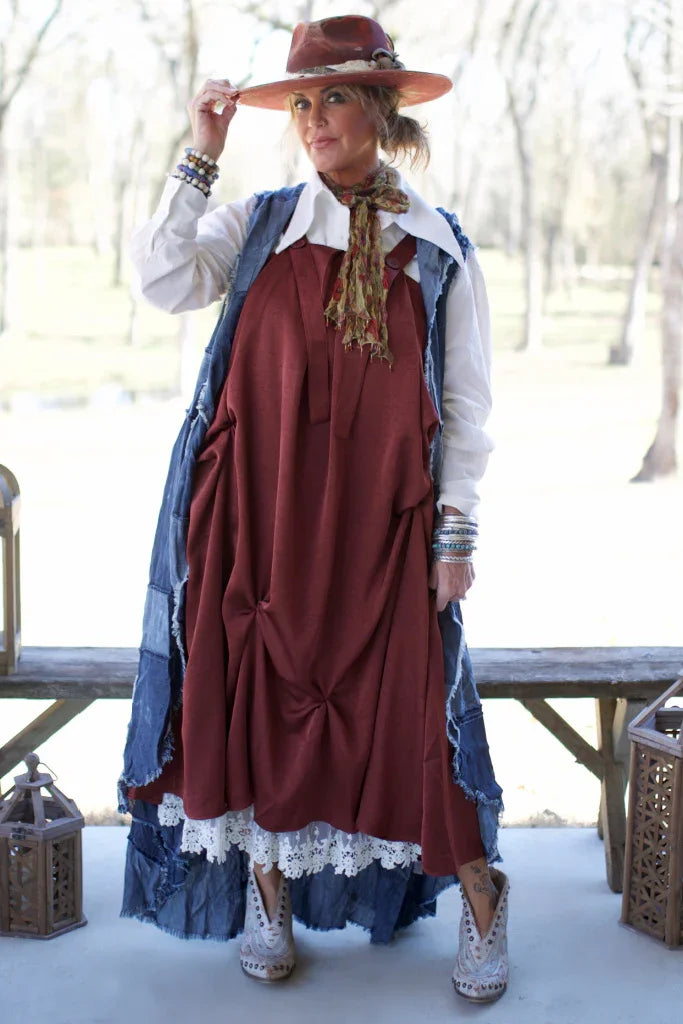 Jaded Gypsy- Gather Together Dress (Maroon)