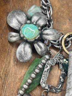 Art by Amy- Turquoise Chunky Charm Necklace