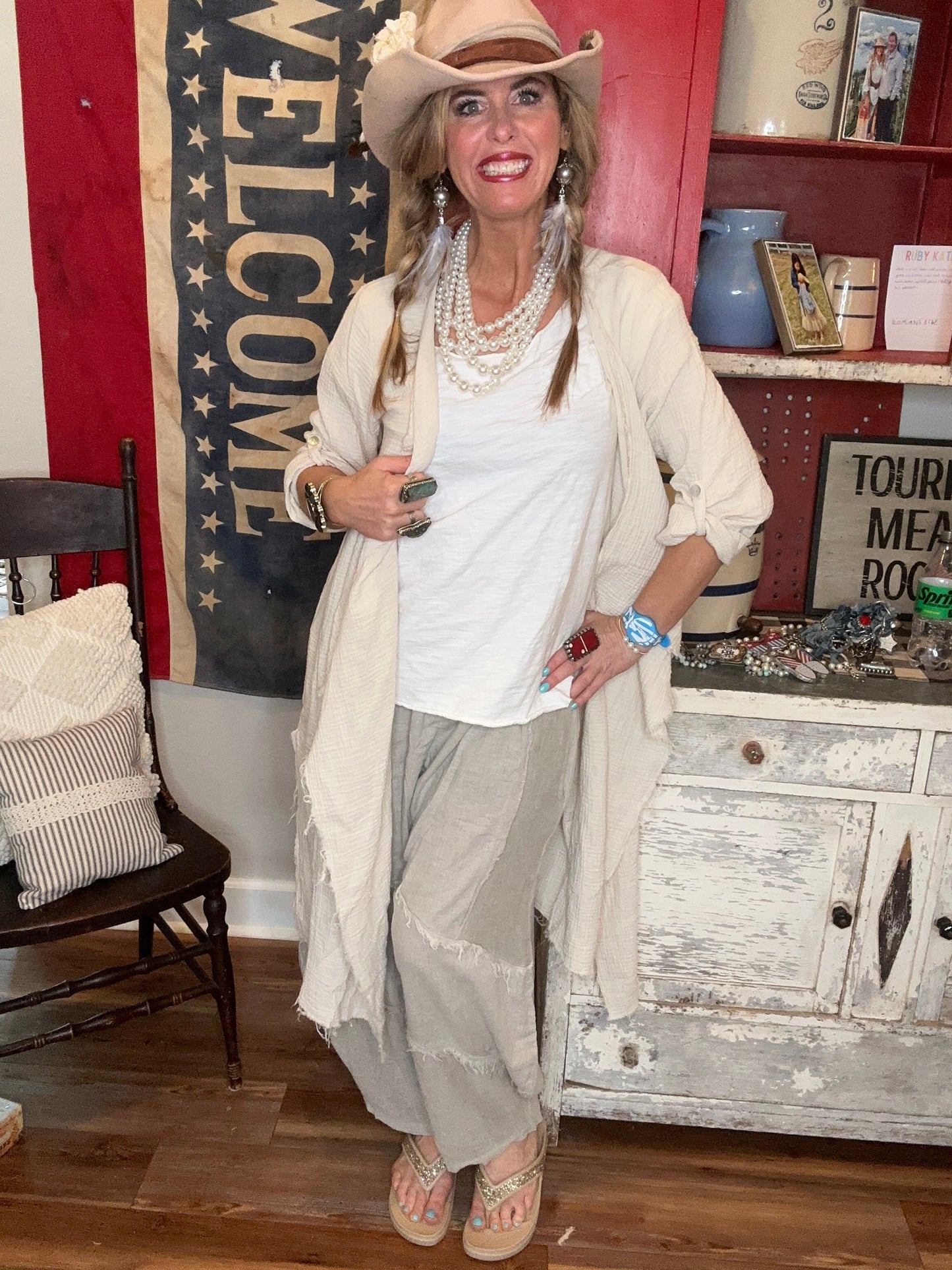 FINAL SALE! I Love Linen- Mineral Washed Kimono (Oatmeal)
