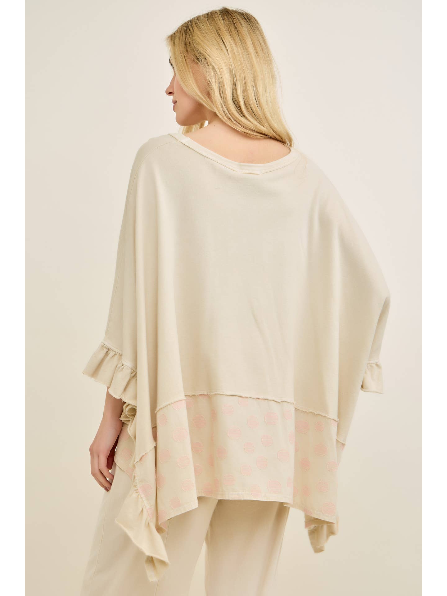 J Her- Washed Polka Dot Poncho Top (Natural)