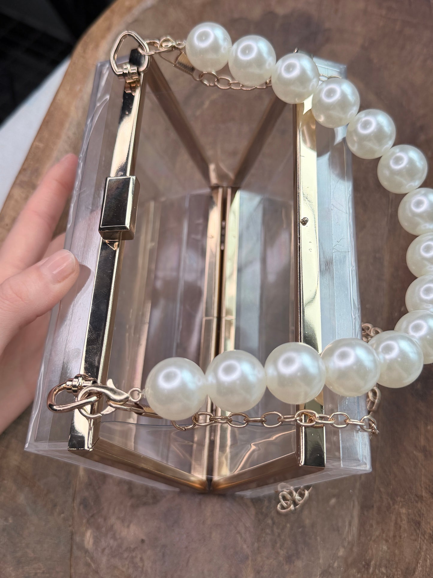 Pearl Handle Clear Concert Purse