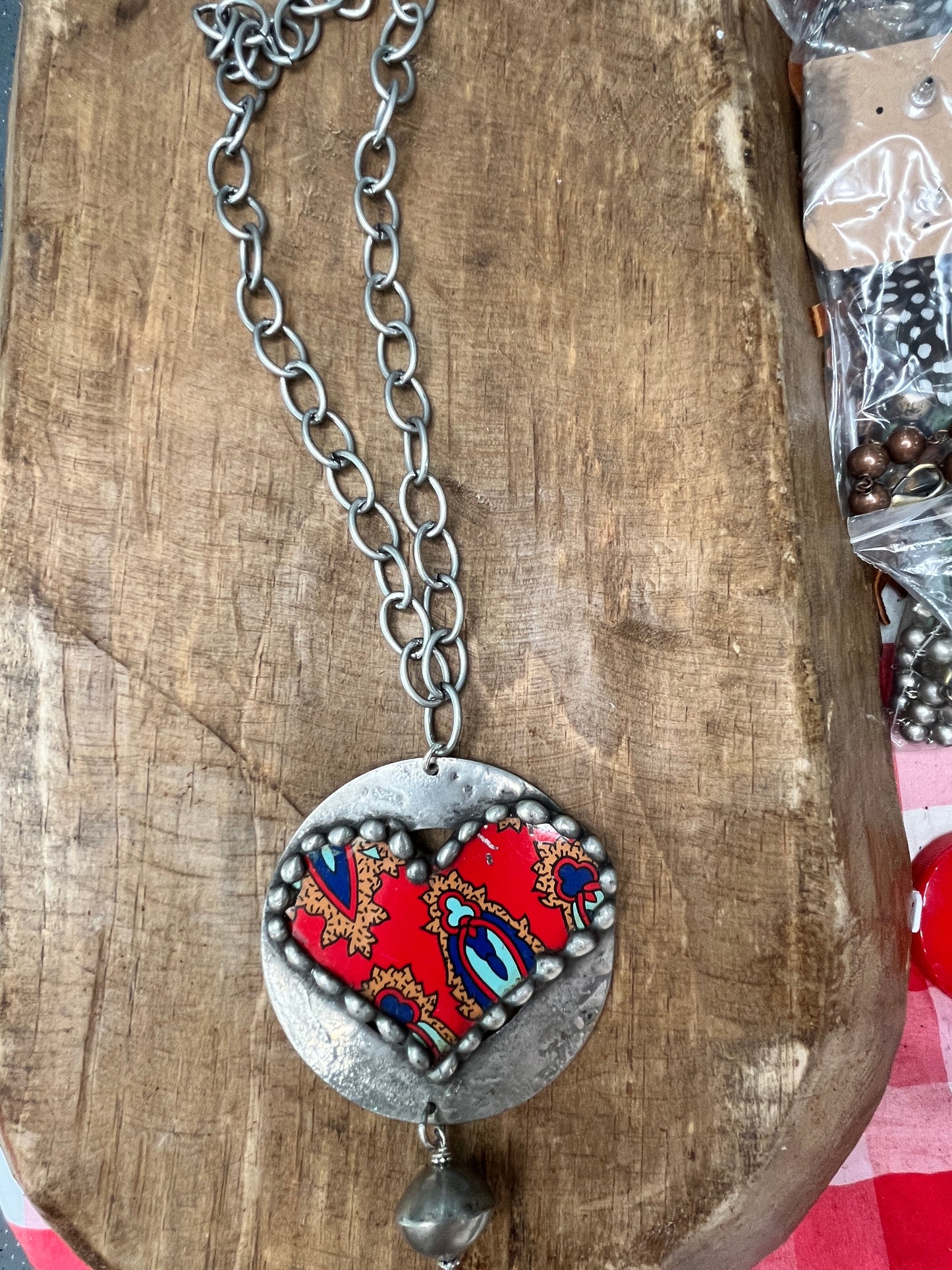 Soldered Paisley Heart Necklace on Silver Chain