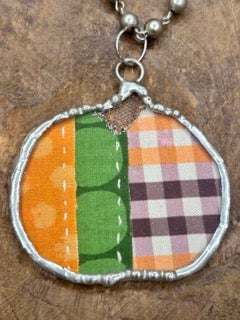 Soldered Quilted Pumpkin Necklace A