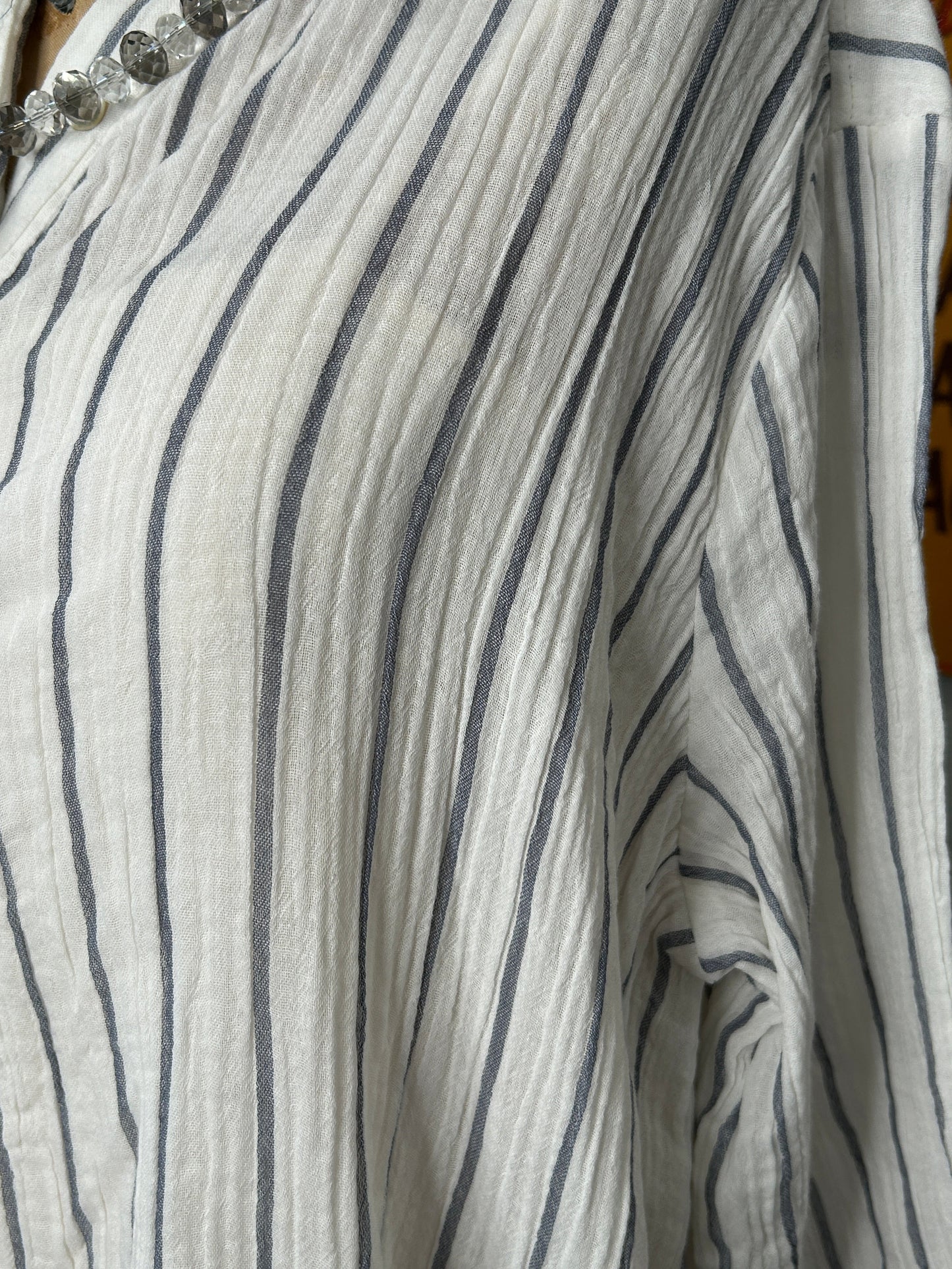 FINAL SALE! Paper Lace- Hi-Low Striped Collared Long Sleeve Dress