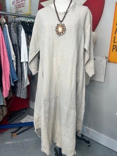 FINAL SALE Paper Lace- Long Sleeve Linen Dress (Natural)
