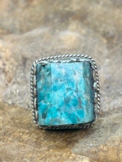 Tibetan Silver and Amazonite Ring C