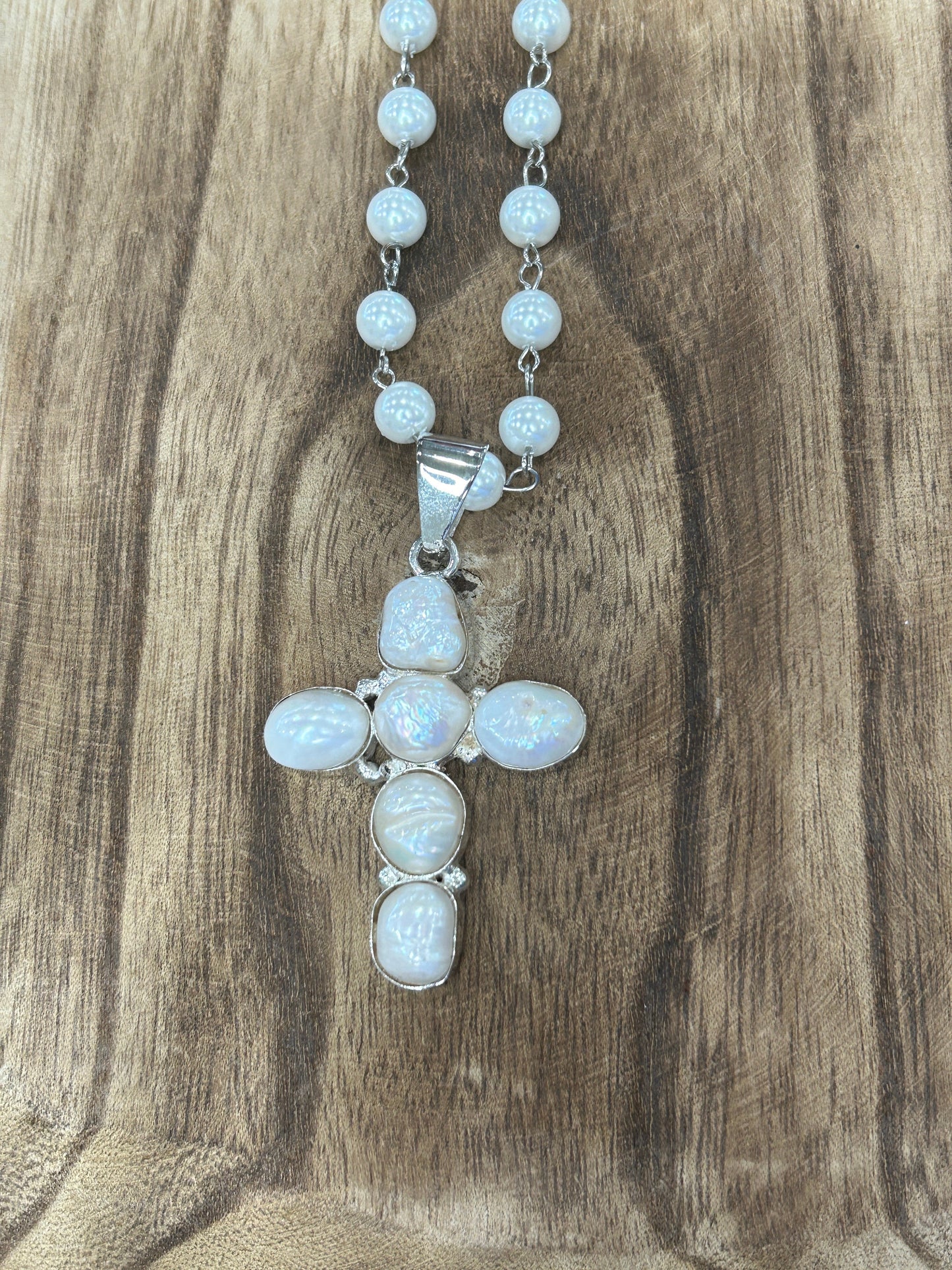 Pearly Cross Necklace