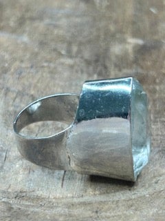 German Silver Teardrop Clear Quartz Ring