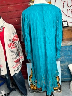 Origami- Long Sleeve Lace Tunic Dress (Teal)
