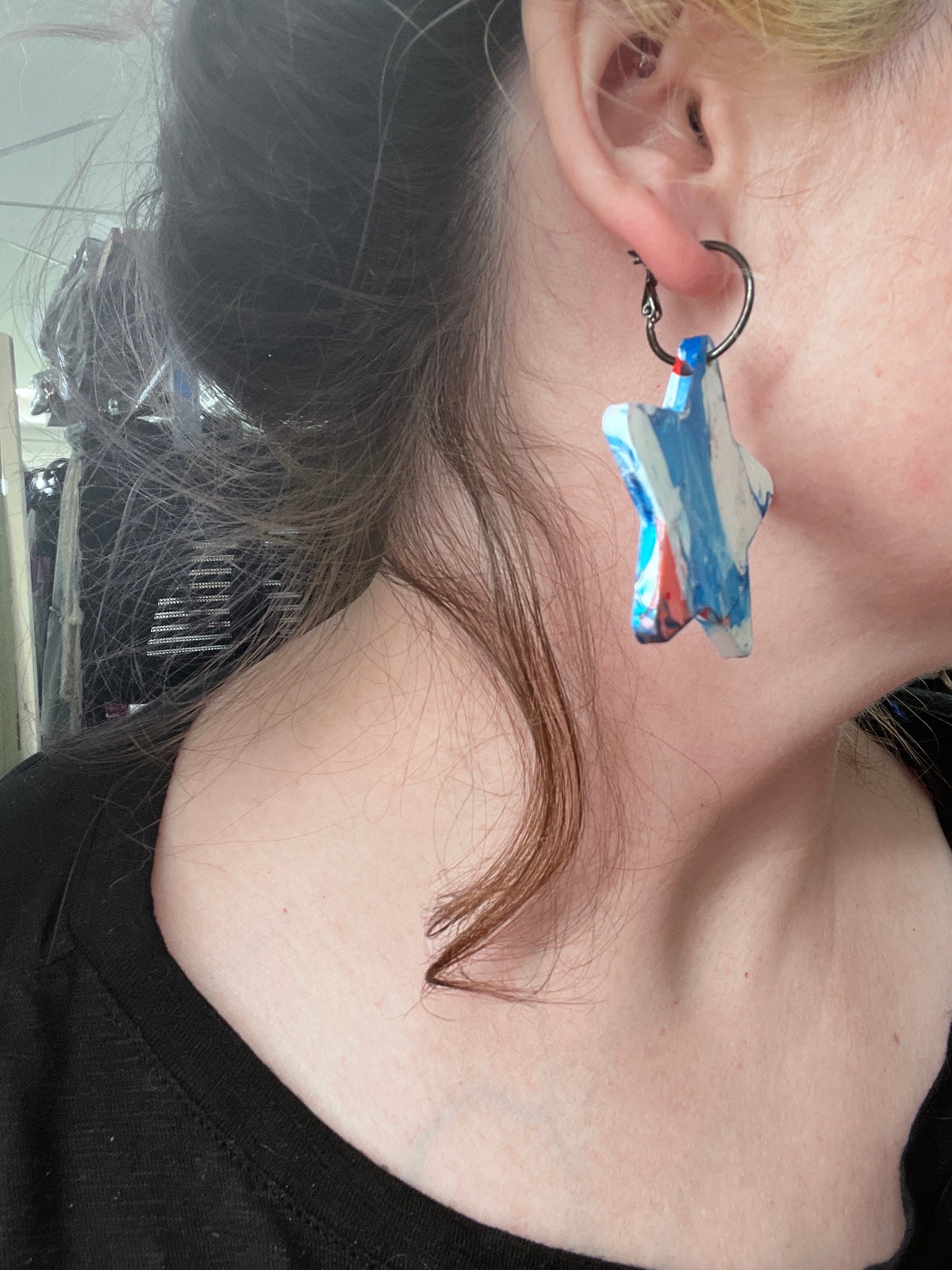 Rakel J Creations- Red, White, and Blue Star Earrings (LIGHT)