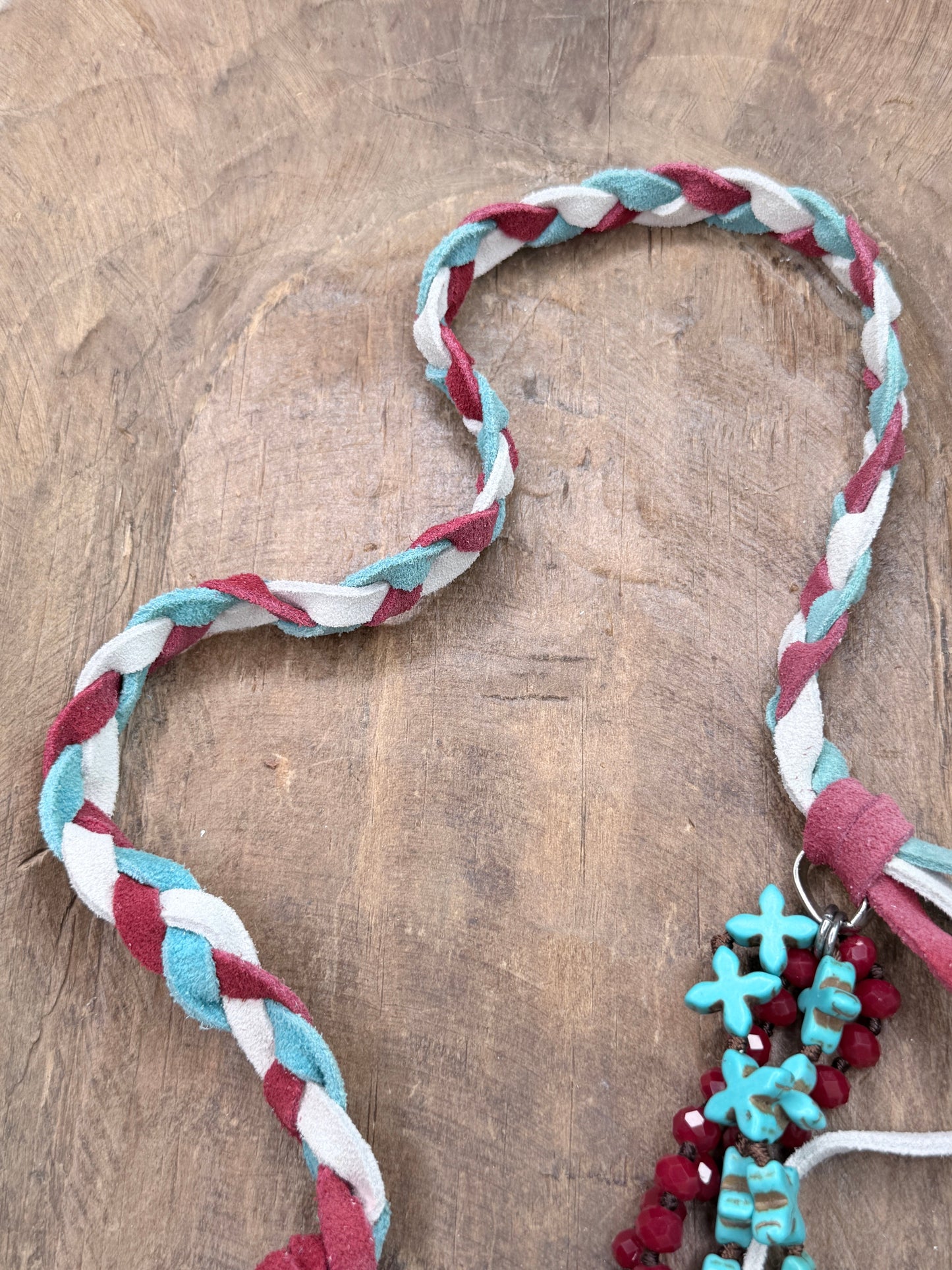 Red, White, and Blue Beaded Skull Necklace