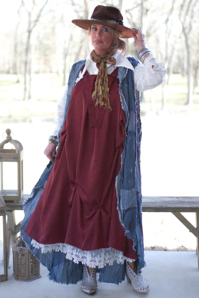 Jaded Gypsy- Gather Together Dress (Maroon)