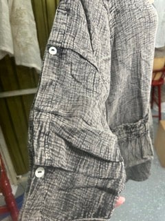 FINAL SALE Paper Lace- Vintage Washed Tunic with Button Sleeves (Stone/Earth)