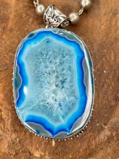 Large Blue Geode Necklace B