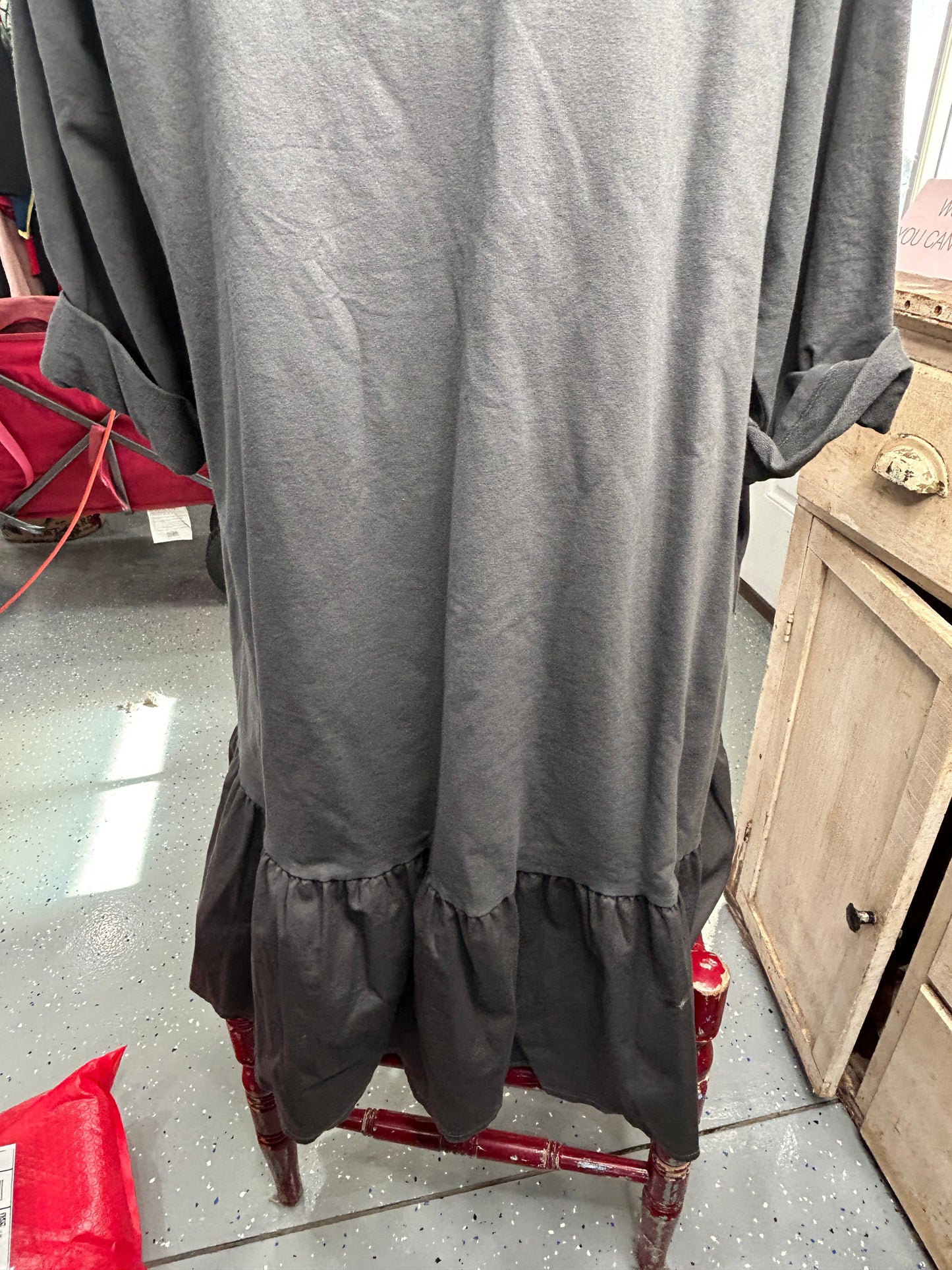 Long Sleeve Dress with Ruffles (Charcoal)