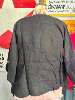 SALE!!! Button Up Linen Jacket (Black)