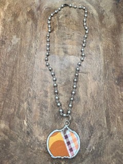 Soldered Quilted Pumpkin Necklace C